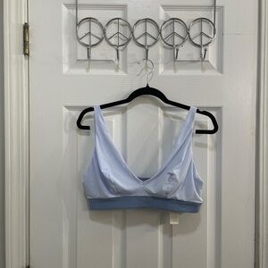 NWT Aerie SMOOTHEZ Mesh Plunge Bralette Two-Tone Light Blue Size XL